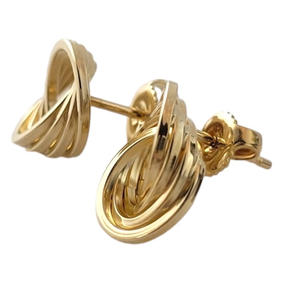 14K Yellow Gold Circle Knot Earrings #16875 - Picture 2 of 7